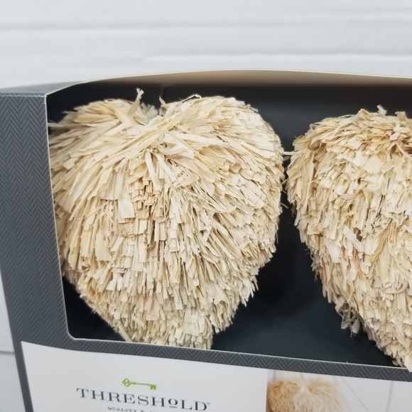 New Threshold Raffia Corn Husk Heart Garland Valentine Day BOHO Farmhouse Rustic - Picture 3 of 4